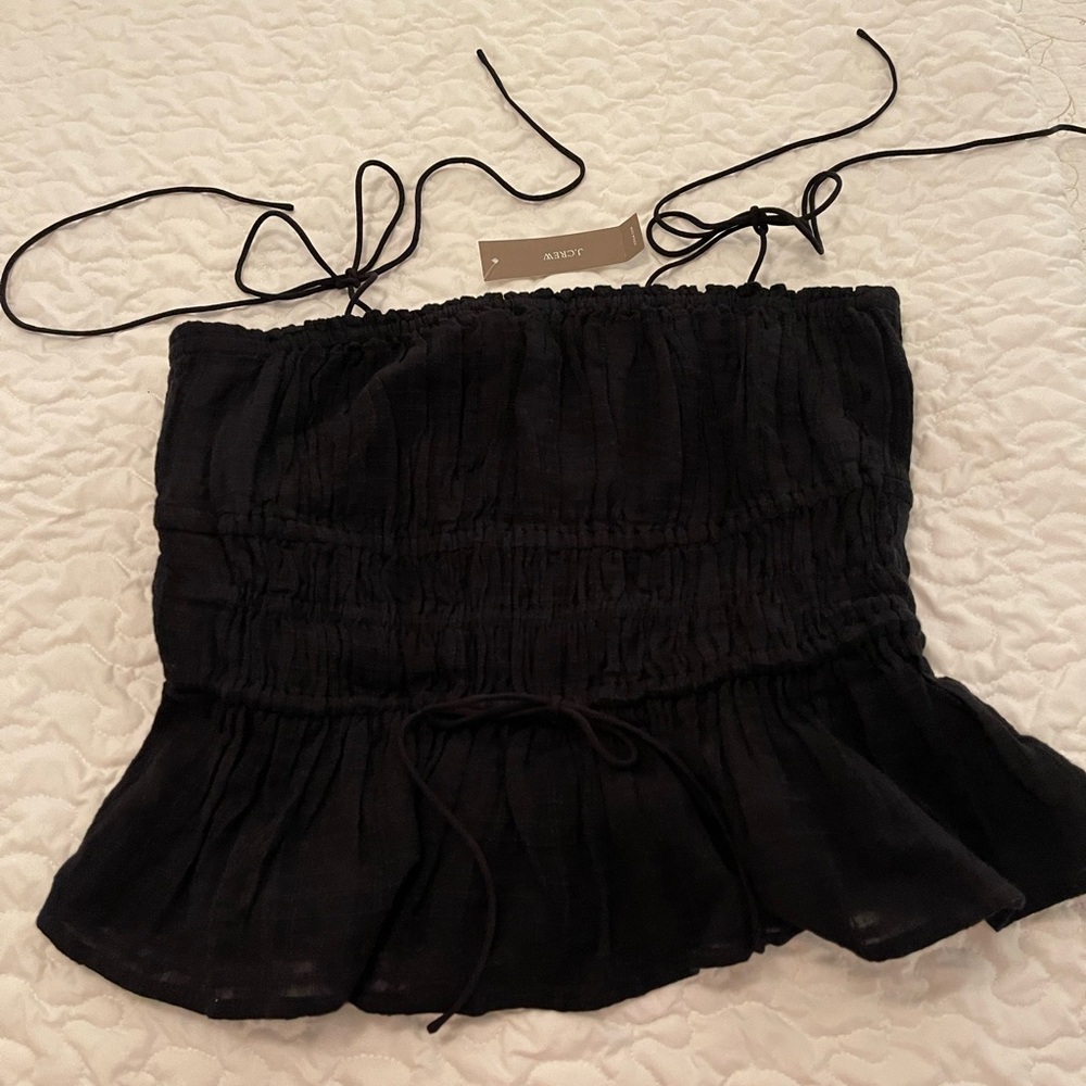 J. Crew Black Smocked Tie-Halter Peplum Camisole